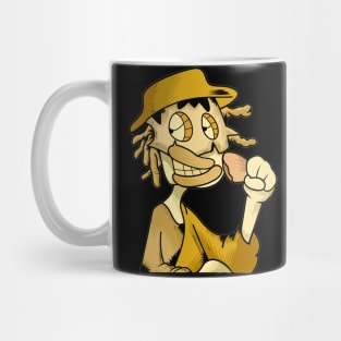 Dope hungry dude character eating illustration Mug